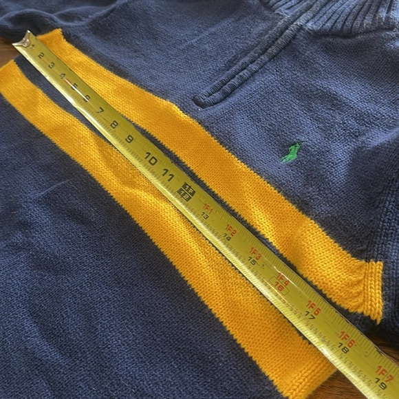 Polo Ralph Lauren Blue Navy Yellow Knit Sweater Logo Pullover Stripe large - Picture 8 of 10